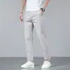 Pantalones de Algodón Peinado de Moda para Hombre Verano 2026, Pantalones Cortos, Estilo Coreano, Corte Ajustado, Cónicos Casuales Largos