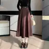 Falda midi plisada de línea A estilo vintage para commuting de principios de otoño para mujer, elegante de cintura alta, que cubre la cadera, adelgazante, ropa para mujer al por mayor