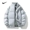 Jaqueta de Algodão Grossa e Quente Estilo Inverno 2025 com Gola Alta para Homens, Jaqueta Puffer Tendência Color-Blocking, Casaco Casual