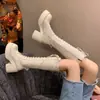Botas de Rua para Garota Quente Botas de Cavaleiro Altas de Solado Grosso Femininas 2025 Outono e Inverno Novo Outono e Inverno Elegante Versátil Botas de Salto