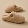 Pantuflas de Piel Jie Liya Estilo Invierno Hogar Interior Ligeras Antideslizantes Silenciosas Cálidas de Felpa Algodón para Mujeres para Usar Afuera en Invierno