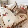 Juego de Cama de Cuatro Piezas de Algodón Puro Ab Surface Terciopelo de Leche Invierno Engrosado Funda de Edredón de Terciopelo de Coral Juego de Tres Piezas para Dormitorio de Estudiante con Forro de Lana