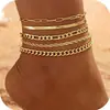 Europa y Estados Unidos transfronterizo nuevo amor dorado mariposa perla tobillera traje moda retro personalidad 7 piezas tobillera