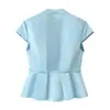 Venta al por mayor de ropa para mujer transfronteriza: Nuevo conjunto de moda de verano, top plisado simple y elegante + falda de color liso con abertura