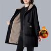 Chamarra Parka con Capucha para Mujer Invierno 2025 Nuevo Estilo Mamá Largo Medio Abrigo Cálido de Algodón Suelto Forro Polar Engrosado Chaqueta de Algodón