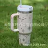 Nova Caneca Térmica de Aço Inoxidável de Segunda Geração com Grande Capacidade de 40oz, Design a Laser Degradê com Motivo de Cabeça de Vaca, Copo de Gelo para Manter Frio Montado no Carro