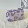 Bolsa de Maquillaje de Peluche con Forma de Corazón, Bolso Grande con Organizador, Estuche para Lápices de Estudiante, Estuche Cosmético de Viaje con Logo Personalizado