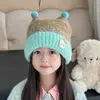 Gorro de Lana Grueso y Cálido de Otoño e Invierno para Niños, Gorro de Punto a Prueba de Viento de Felpa para Niños y Niñas, Gorro con Protección para los Oídos de Bloques de Color para Niñas