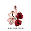 Colar Trevo de Quatro Folhas Estilo Coreano Pingente Criativo de Granada Colar de Cristal Vermelho Corrente Clavicular Feminina Joias