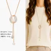 Cadena para Suéter de Collar Largo Geométrico, Accesorio de Lujo de Alta Gama, Versátil y de Moda, Colgante de Perla para Otoño e Invierno