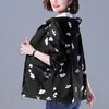 Nova Jaqueta Corta-vento Acolchoada de Veludo Plus 2026 Moda Outono Inverno Estampada com Capuz Manga Longa Solta Emagrecedora Roupa Exterior para Mulheres