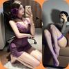 Pijama Sexy, Deseo Puro, Camisón de Malla Transparente con Encaje y Tirantes, Lencería Sexy, Talla Grande con Abertura, No Necesitas Quitarte el Uniforme