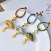 Llavero de Abanico de Joyería de Brocado Song Tejido a Mano con Borla Colgante de Fortuna para Llaves de Coche para Hombres y Mujeres