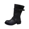 Botas Curtas Femininas com Fivela Coreana 2026 Primavera Verão Novas Bico Redondo Salto Grosso Versáteis Botas Martin Estilo Wasteland