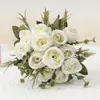 Suministro Listo de Ramos de Flores Artificiales Más Vendidos de Comercio Exterior para Decoración del Hogar Rosas Realistas de Seda de Gama Alta y Flores Artificiales