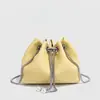 Moda Femenina Exclusiva Transfronteriza Bolso Nube de Borlas de Cuero Genuino Diseño Moderno con Cierre de Cordón Bolso de Hombro Cruzado Individual