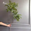 Nova Flor Artificial Folha de Glicínia de 2 Pétalas, Folha de Glicínia, Madeira Laqueada, Nandina Verde, Decoração Suave para Casamento Atacado, Planta Verde de Luxo Leve