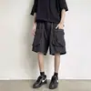 Pantalones Cortos para Hombre 2024 Verano Nuevo Estilo Bolsillo Grande Cargo Holgado Pierna Ancha Streetwear Elegante Juventud Cinco Puntos Pantalones Cortos Algodón Puro