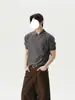 Camisa Polo de Punto de Manga Corta Estilo Retro Americano de Diseño de Nicho para Hombre, Top Simple y Versátil de Gama Alta para Verano para Hombre