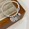 Plato Redondo Gato de la Suerte Retro Pulsera de Buena Suerte para Mujer Pulsera de Cuentas Redondas Lujo Accesible Alta Gama Pulsera de Estilo Chino Nuevo