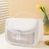 Nova bolsa de armazenamento com gancho curvo de PVC, grande capacidade, bolsa de maquiagem transparente simples, bolsa de higiene pessoal portátil à prova d'água estilo Ins