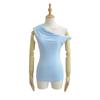 1061-Camiseta de Moda Sexy Ajustada con Hombro Descubierto sin Mangas Estilo Chica Caliente Pura Pasión para Mujer 2025 Nuevo Estilo Europeo y Americano