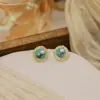Pendientes Estilo Pintura al Óleo Jardín de Monet Estilo de Nicho de Mediados de Siglo Pendientes de Esmalte Retro para Mujer Goteo de Aceite Lujo Accesible Pendientes de Gama Alta