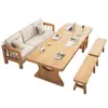 Escritorio grande moderno minimalista nórdico de madera maciza, sofá de ocio, diseño libre para sala de estar, mesa larga para leer, estudiar y trabajar