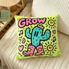Almohada retro graffiti americana, cojín de dibujos animados con bloques de color dopamina, funda de almohada para sofá de sala de estar, cojín decorativo suave de moda