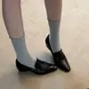 Versão em Couro Macio~ Mocassins Acadêmicos Estilo Retrô Preto Femininos Slip-on Bico Fino Emagrecedores para o Trabalho Mocassins Escondidos para Aumentar a Altura