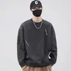Sudadera de Cuello Redondo para Hombre, Tallas Grandes, Nuevo Estilo Primavera y Otoño 2026, Corte Holgado, Versátil, Camiseta de Manga Larga sin Capucha, Top Básico