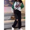9771 Da Ai Mei Yi Yuan Primavera 2026 Nuevo Sudadera de Manga Larga con Bloques de Color y Estampado Conjunto de Pantalones Casuales Moda Adelgazante para Mujer