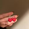 Pendientes de botón con forma de corazón de melocotón para mujer, estilo chino, con aguja de plata S925 y incrustaciones de diamantes, para Año Nuevo, venta al por mayor