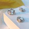 Anillo de tres piezas de circón para mujer coreana, tendencia ins, gema, lujo ligero, diseño de nicho, ópalo, diamante, piedra lunar de alta gama