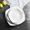 Prato Cerâmico Criativo Branco Puro Prato para Bife Prato para Comida Ocidental Prato Doméstico Prato Quadrado Prato Plano Prato Rasos Prato para Massa
