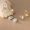 Nalan S925 Plata Esterlina Aretes de Diamante Solitario de Seis Garras Diseño Nicho Joyería para la Oreja para Mujeres M05189