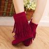 Uma geração de botas femininas de cano alto com cabeça redonda, moda, camurça fosca, franjas duplas, cano alto, botas da moda JGB2022N011017