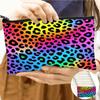 Color de Labios Rojo Transfronterizo Estampado de Leopardo Bolsa para Lápices de Gran Capacidad Billetera Pequeña para Monedas Bolsa para Lápices de Estudiante de Primaria Bolsa de Almacenamiento para Papelería