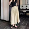 Saia plissada feminina estilo Yamamoto, Nova versão coreana de verão, Cintura alta, Emagrecedora, Tamanho Plus, Saia evasê de comprimento médio, Ins