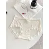 Pantaletas de mujer estilo coreano, dulces, de alta elasticidad, de cintura media, de seda antibacteriana con entrepierna extendida, ropa interior de mujer cómoda y transpirable de seda helada