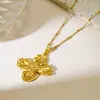 Joia de Roupas de Trabalho Versátil e Simples Transfronteiriça Europeia e Americana Colar Flor Folha Brilhante Fundido em Aço Inoxidável Banhado a Ouro 18K para Mulheres