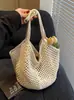 Bolso Tote Perezoso Nuevo Bolso de Hombro Casual para Playa Paja Tejido a Mano Gran Capacidad Vacaciones Bolso Hueco Tejido
