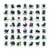 Estilo Nuevo Transfronterizo 50 Lindos Gatos Negros Antropomórficos de Dibujos Animados Pegatinas Creativas para Botellas de Agua y Decoración de Patinetas, Pegatinas Impermeables