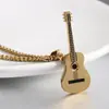 Europeu e Americano nova moda personalidade masculina moda guitarra de aço inoxidável música pingente colar hip hop jóias