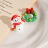 Brincos Divertidos Europeus e Americanos com Design de Rena do Papai Noel Agulha de Prata Desenho Animado Sino de Natal Brincos de Cerâmica Macia para Mulheres