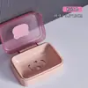 Saboneteira transparente com tampa flip-top, caixa de sabonete com drenagem, portátil com tampa, design criativo, adequada para banheiro, viagens, dormitórios estudantis e uso doméstico