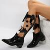 Botas Altas Transfronterizas para Mujer, Talla Grande, Nuevo Estilo Otoño e Invierno 2025, Tacón Cuadrado Transparente con Estrella de Cinco Puntas, Botas de Moda Europeas y Americanas para Mujer