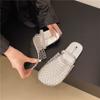 Malla Plana Moda Ropa Exterior Puntera Plateada Zapatillas Medias Zapatillas Zapatos de Mujer 2025 Nuevas Sandalias de Verano de Suela Blanda