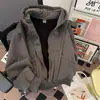 Sudadera tipo cárdigan Cleanfit para hombre, Otoño e Invierno, Estilo Americano Oversize Desestructurado con Capucha, Holgada de Peso Pesado, Marca de Tendencia