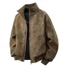 Chaqueta gris de peso pesado con cuello alto, estilo nuevo, ligera, corta, corte holgado, top versátil para otoño e invierno